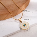 Collana a catena a serpente dorata con ciondolo occhio turco blu e raggi solari in rilievo - Occhio Sole Rotondo 2529 / Oro