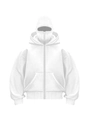 Übergroßer weißer Doppel-Layer Full-Zip Hoodie mit integrierter Gesichtsmaske - S / Weiß