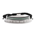 Ensemble de bracelets en acier titane avec chiffres romains et zircon vert - Ensemble Tube Incurvé Zircon Vert Tissé Argent