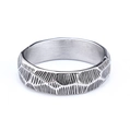 Vintage Celtic Nordic engraved stainless steel ring with rustic handmade texture for men - US 7 / Vertical Chiseled Texture (13401)