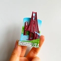 3D souvenir fridge magnet of San Francisco Golden Gate Bridge in red and blue - (26) Golden Gate Bridge USA