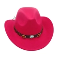Magenta western cowboyhoed met zwarte decoratieve band en turkoois-stijl accent - Rozerood