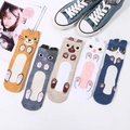 5-pack cat patterned cotton crew socks for women with cute 3D ears in various colors - 3D Ear Boxy Cat Set