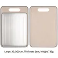 Double-sided defrosting cutting board with stainless steel and beige wheat straw surface - Large / Beige