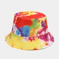 Colorful tie-dye reversible bucket hat in vibrant multi-color patterns for sun protection - M (56-58cm) / Bright Multicolor Tie-dye (34#)