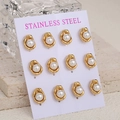 Set di 12 orecchini con perle in acciaio inossidabile e base irregolare dorata a forma - Oro
