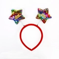 Red Christmas headband with spring-loaded sequined stars and Merry Christmas text - TK47 Colorful Sequin Star Spring