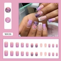 Sweet purple gradient press-on nails with butterfly design and glitter in square shape - Glue Type / Mist Purple Butterfly Gradient