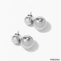 Gepolijste zilveren holle dubbele kogeloorbellen van 18mm minimalistisch staal - Zilver (PDE2364)
