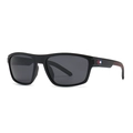 Lunettes de soleil TR noir mat classiques avec verres gris et bande tricolore signature - Monture Noire Branches Rouges
