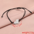 Polished stainless steel heart pendant bracelet with adjustable black braided rope cord - Silver (MP592)