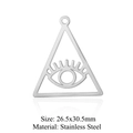 Silberner Edelstahl-Dreiecksanhänger mit Augendesign, Größe 26,5x30,5mm für DIY - Silber/Dreieck Auge/5Stk