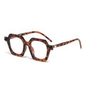 Retro polygon square sunglasses with dark brown tortoiseshell frame and clear blue light lens - Tortoise Frame Anti Blue Light Lens