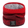 Winter double-layer knitted neck gaiter in red gradient with warm grey plush lining - Red