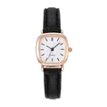 Orologio al quarzo quadrato minimalista con cassa oro rosa e cinturino in pelle nera - Cassa Oro Rosa Quadrante Bianco Cinturino Nero