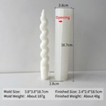 DIY spiral long pole candle silicone mold with finished white twisted candle sample - Long Twisted Style (H-0412)
