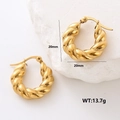 20mm golden twisted croissant hoop earrings in polished 304 stainless steel - Croissant Twisted Hoops (AMLEH101)
