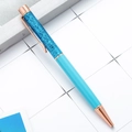 Light blue and rose gold ballpoint pen with sparkling blue glitter filler - Light Blue