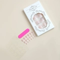Französisches Kunstnagel-Set mit Strasssteinen, inklusive Klebepads und Nagelfeilen-Set - Französischer Nude-Rosa Strass-Stil (XG-40-75)