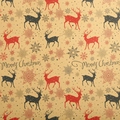 Thick Christmas kraft paper with red and black reindeer and star patterns - Merry Christmas Reindeer