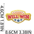 Detailed embroidery patch with 'WILL WIN' text and stars, 8.6cm width size measurement - Style 3-Victory Shield