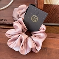 Handmade light pink satin silk scrunchie for women with elegant soft luster finish - Rose Satin Peach