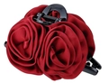 Grande molletta per capelli a rosa rossa in raso con clip a squalo nera da donna - Borgogna
