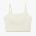 High-impact solid cream ivory nylon sports bra with thin straps and flat hem finish - S / Light Ivory