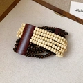 Pulsera bohemia multicapa de cuentas de madera con detalles de coco y espaciadores marrones - Estilo Multicapa Café Crema