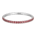 Pulsera elástica de 4mm con fila única de circonitas rojas en montura plateada - Base Plata Rojo Rosa