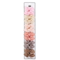 Set of 8 ribbon bow hair clips in gradient pink and beige shades on display card - Earth Tone Collection (8 Pcs)