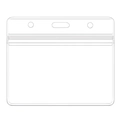 Horizontal clear PVC ID card holder with waterproof zipper seal and triple hanging holes - 9.5x8.1cm/Horizontal