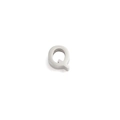 Detailed view of a silver stainless steel letter Q charm bead for DIY jewelry making - Letter Q Silver Color