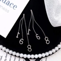 Silver tassel earrings featuring numeric pendants 168 with sparkling rhinestones decoration - Number 168 Shape Tassel (E5777-24)