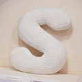 White teddy fleece plush pillow shaped as the letter S for decorative home sofa cushion - Letter S