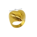 Macro view of chunky 18K gold plated heart ring showing 21mm width and mirror polish - US6 (52mm) / Gold