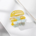 Niedliche Haarklammer aus Acetat in Pilzform mit gelben Pilzen auf perlmuttfarbenem Clip - Zitronengelb