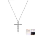 Collar con colgante de cruz de plata y piedras moissanite con certificado - Plata de Ley S925 (1ct Moissanita)