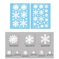 Detailed size chart for Christmas snowflake window stickers with dimensions and patterns - BQ390