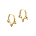 S925 silver needle gold hoop earrings with punk rivet studs on a white background - Gold / Spike Hoop