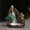 Mountain waterfall backflow incense burner with resin landscape and cascading smoke effect - 4: Waterfall Wonderland