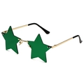 Occhiali da sole senza montatura a forma di stella verde con stanghette dorate per San Patrizio - Pentagramma