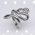 Silver adjustable stainless steel ring in a unique coiled snake design for women - b1 Snake / Silver
