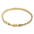 Minimalist 18k gold plated stainless steel twisted rope chain bracelet with lobster clasp - 20cm / 4mm / Gold