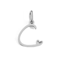 Polished silver stainless steel heart-shaped initial letter C charm pendant - Letter C / Silver