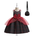 Girls' Halloween witch princess dress in black and red with spider web patterns and bag - 100cm / AWS026-Black Red (With Bag)
