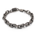 Industrial punk style stainless steel chain bracelet with vintage silver finish and spring clasp - Retro Black