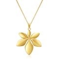 18K gold plated stainless steel necklace featuring a vintage sun-shaped flower pendant - Leaf Flower Necklace (Gold)