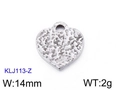 Hammered texture heart-shaped stainless steel pendant with 14mm width and 2g weight - Silver Hammered Heart Style (KLJ113-Z)