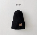 Bonnet en tricot noir pour bébé avec broderie ours et cache-oreilles pour l'hiver - Noir